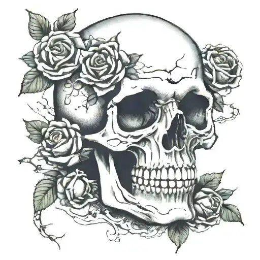 Skull and Roses tattoo design idea
