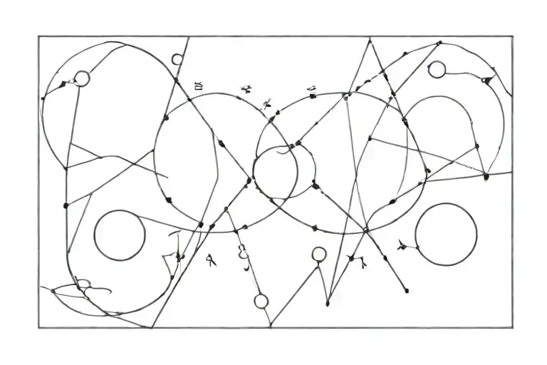 A geometric tattoo featuring twin flame symbols and moon phases to symbolize balance and connection tattoo design idea