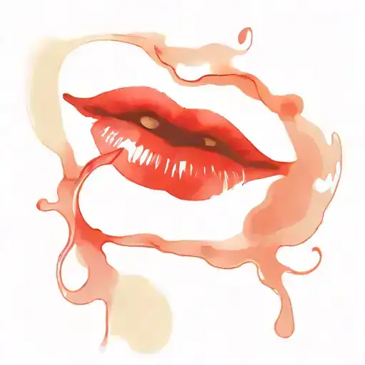 women lip red  tattoo design idea