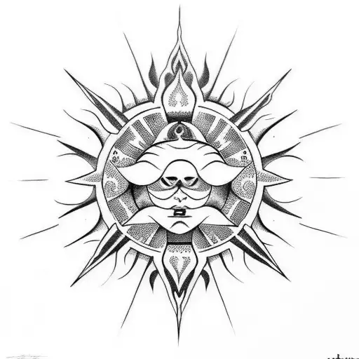 Sun with tribal design for arm tattoo design idea
