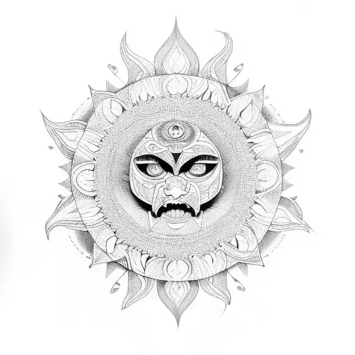 Sun with tribal design  tattoo design idea