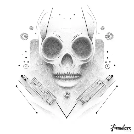 fender amplifier with a giant tangle on black instrument cables leading to a fender telecaster tattoo design idea