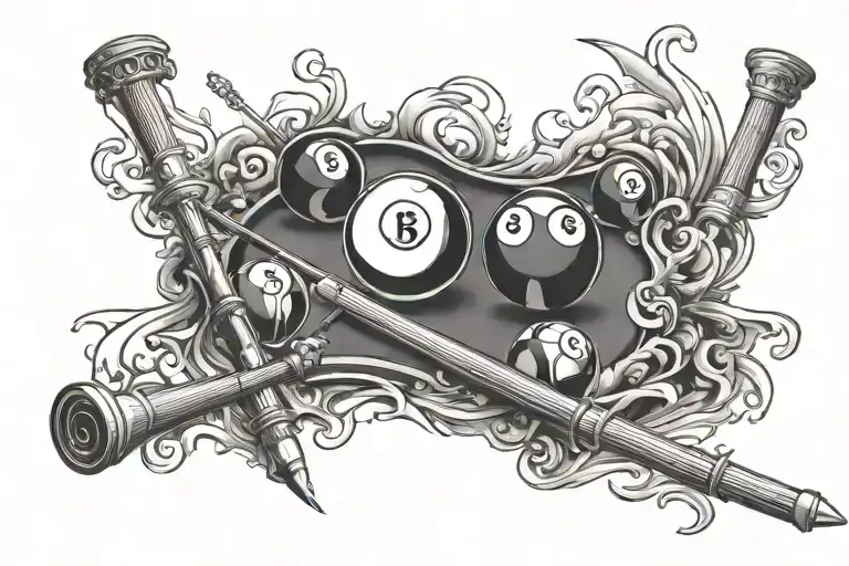 billiards attacking tattoo design idea