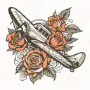 Plane with roses tattoo design idea