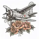 Plane with roses tattoo design idea
