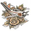 Plane with roses tattoo design idea