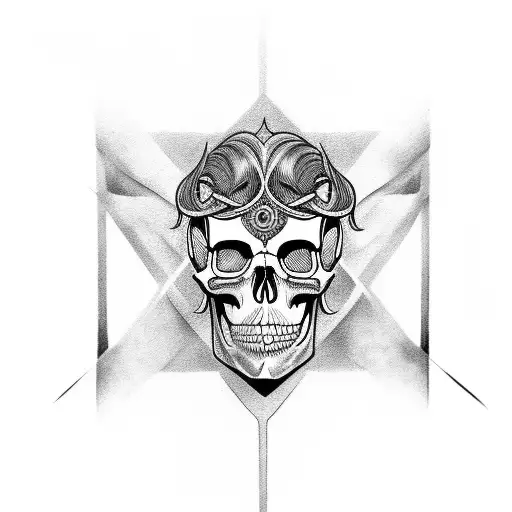 Marcus Aurellius half normal face half skull tattoo design idea