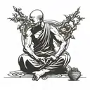shaolin monk meditating tattoo design idea