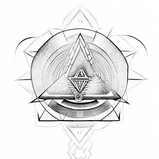 reversed pyramid whith illuminati symbols tattoo design idea