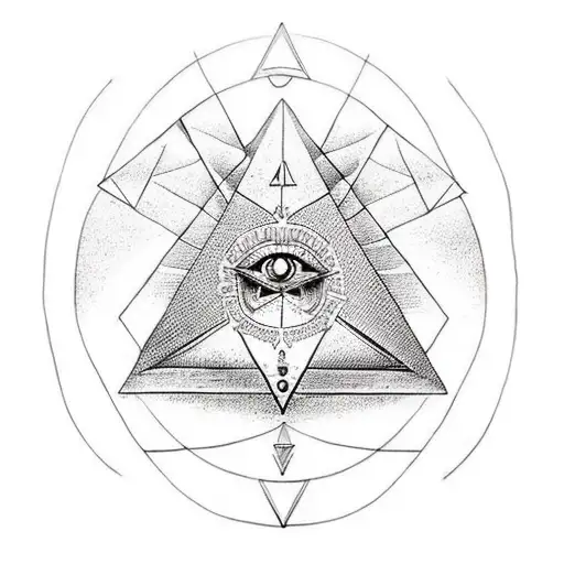 reversed pyramid whith illuminati symbols tattoo design idea