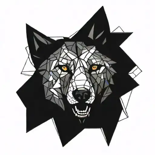 Half Wolf face tattoo design idea