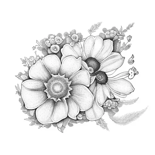 November's birth flowers, September's birth flowers, forget-me-not flowers tattoo design idea