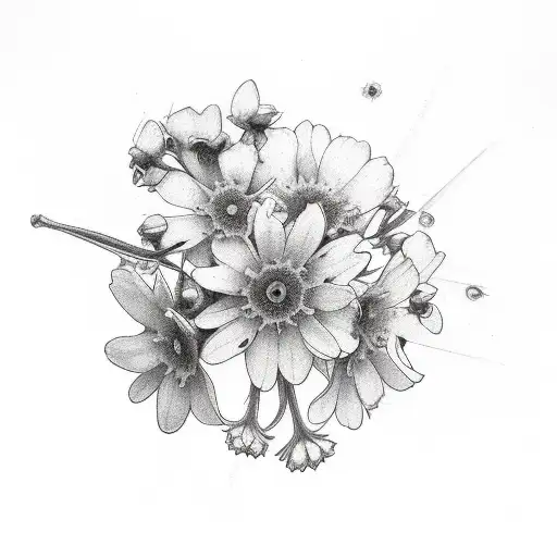 novemeber and september flowers, forget-me-not flowers, feminine sleeve tattoo design idea