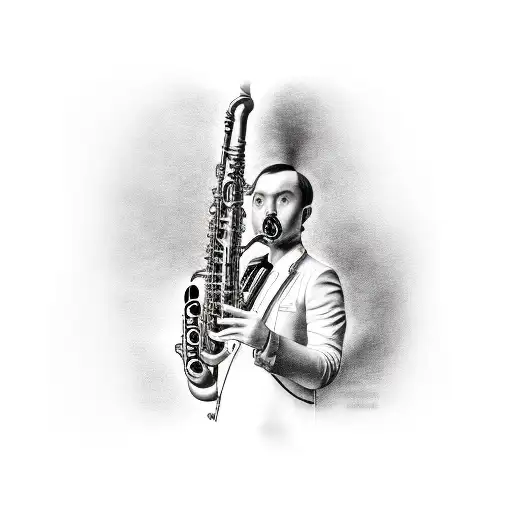 a saxophonist busking in vienna tattoo design idea