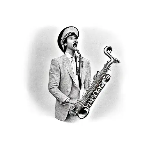 a saxophonist busking in Vienna tattoo design idea