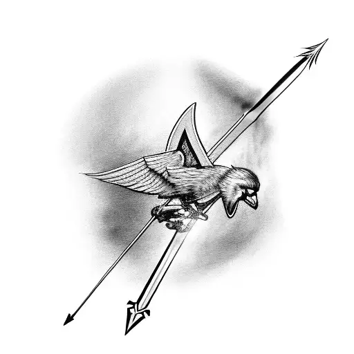 golden snitch getting shot with arrow tattoo design idea