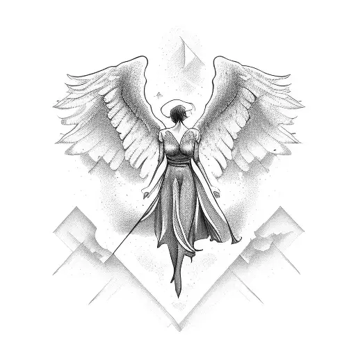 falling angel tattoo design idea