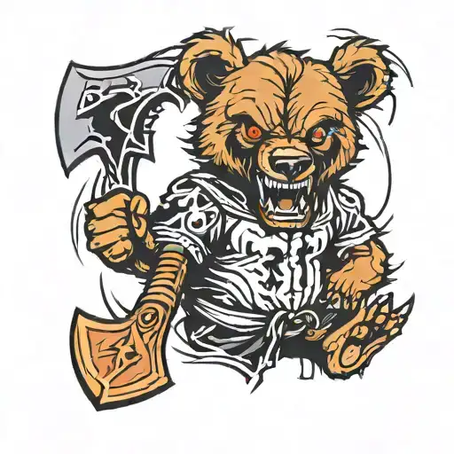bear and axe inspired by venom tattoo design idea