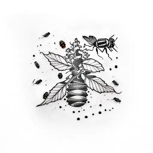 Poison ivy up  arm with honey bees on poison ivy small/ medium  flower coming out the top of the arm with a honey bee on tattoo design idea
