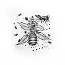 Poison ivy up  arm with honey bees on poison ivy small/ medium  flower coming out the top of the arm with a honey bee on tattoo design idea