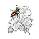 Poison ivy up  arm with honey bees on poison ivy small/ medium  flower coming out the top of the arm with a honey bee on tattoo design idea