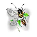 Poison ivy up  arm with honey bees on poison ivy small/ medium  flower coming out the top of the arm with a honey bee on tattoo design idea