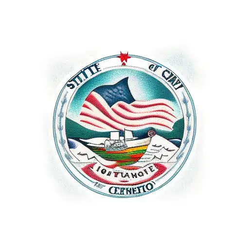 state of Maine shape with lobster and cannabis tattoo design idea