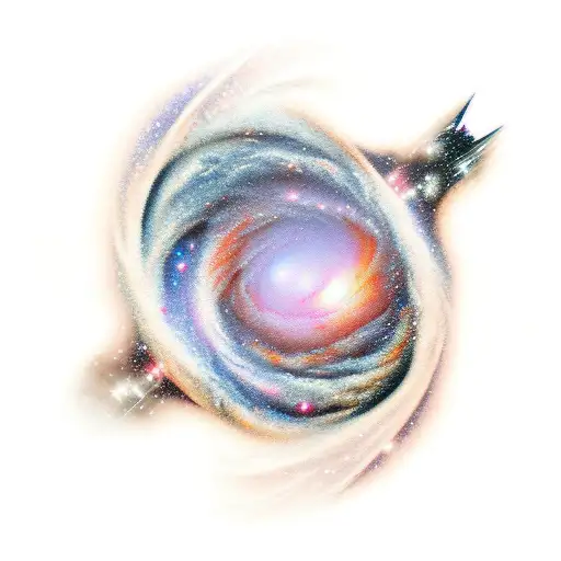 3d jigsaw pieces with a galaxy and reflector telescope tattoo design idea