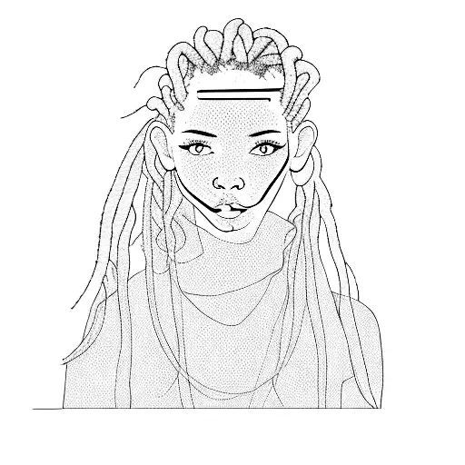 a girl with dreadlocks tattoo design idea