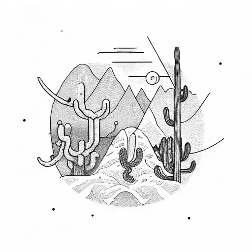 mountain desert cactus ocean camping  tattoo design idea