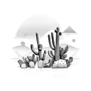 mountain desert cactus ocean camping  tattoo design idea