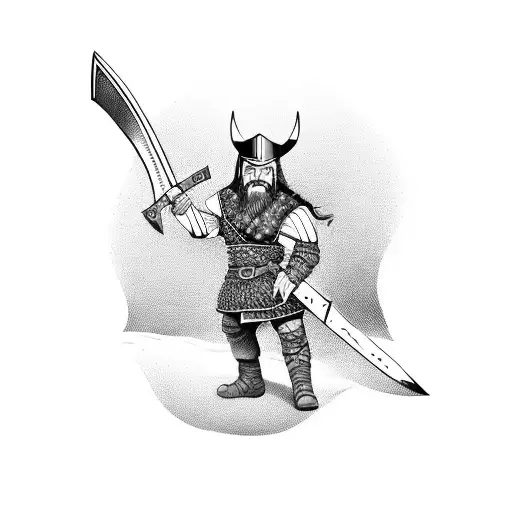 Viking warrior wielding a battle axe tattoo design idea