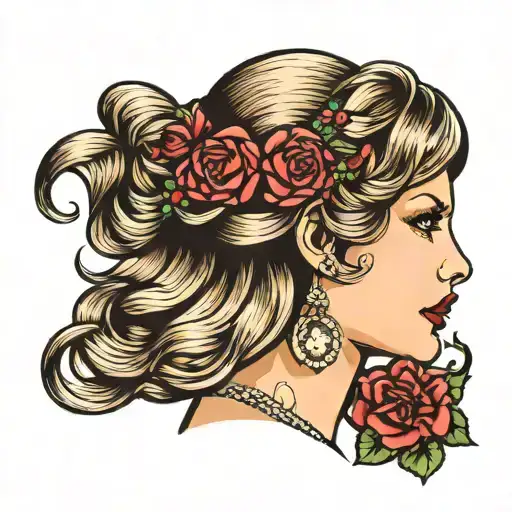 Taylor swift side profile traditional lady head  tattoo design idea