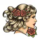 Taylor swift side profile traditional lady head  tattoo design idea
