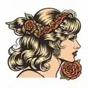 Taylor swift side profile traditional lady head  tattoo design idea