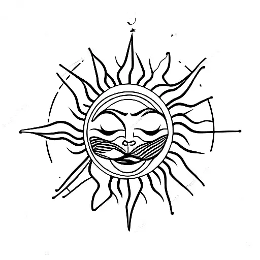 Leo constellation with a sun at the center tattoo design idea