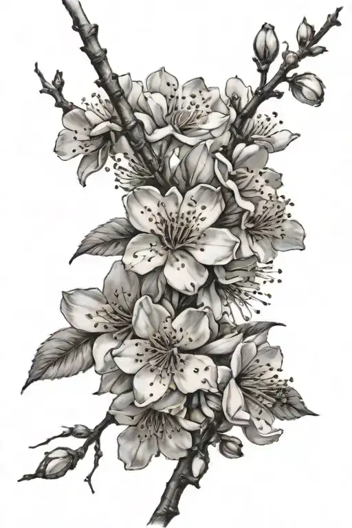 cherry blossom branch tattoo design idea