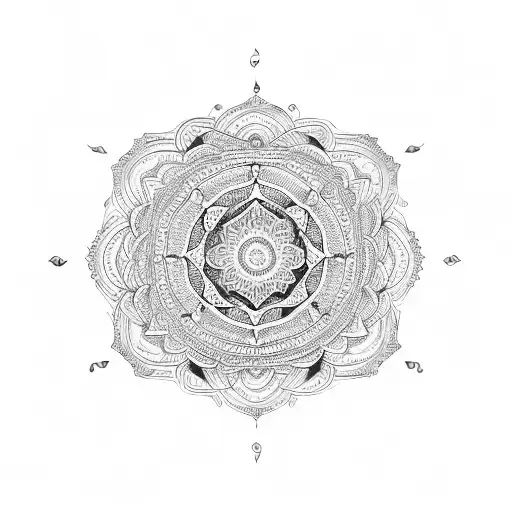 A mandala made of musical notes and yoga poses tattoo design idea
