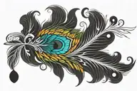 Colourful peacock feather tattoo design idea
