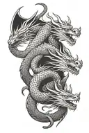 three minimal dragons stipple shading tattoo design idea
