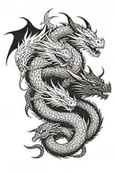 three minimal dragons stipple shading tattoo design idea