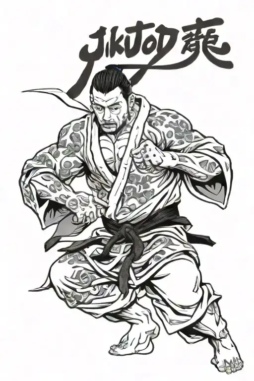MMA Fighter using judogi has a cape tattoo design idea