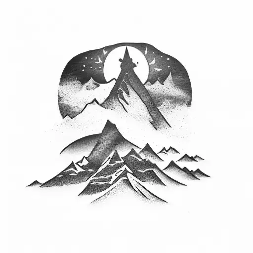 Design a tattoo inspired by the breathtaking views of snowboarding in the mountains tattoo design idea