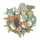 studios ghibli characters tattoo design idea