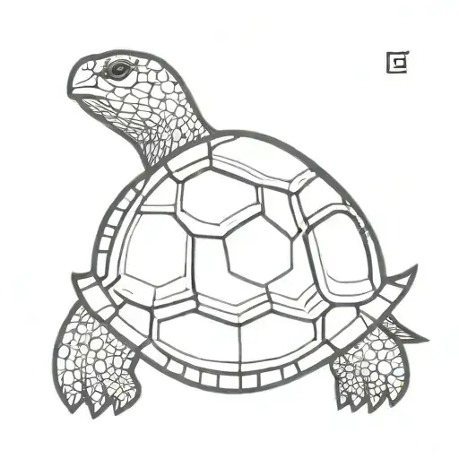 A stylized turtle with the words WALANG TITULO hidden within its shell, representing the idea of adaptability and resilience in the cryptocurrency world tattoo design idea