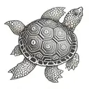 A stylized turtle with the words WALANG TITULO hidden within its shell, representing the idea of adaptability and resilience in the cryptocurrency world tattoo design idea