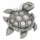 A stylized turtle with the words WALANG TITULO hidden within its shell, representing the idea of adaptability and resilience in the cryptocurrency world tattoo design idea
