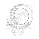 Can you help me design a thin line tattoo of a moon that is in Waxing Crescent phase with an illumination of 14% tattoo design idea