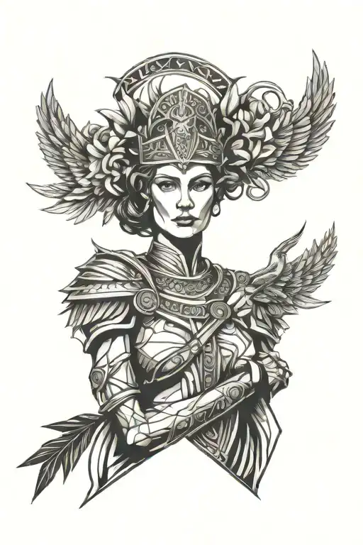 Valkyrie with laurel wreaths tattoo design idea