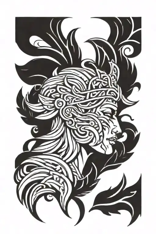 Valkyrie with laurel wreaths tattoo design idea